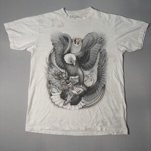 DGA Abel Mens Tattoo Eagle Graphic T-Shirt White Size XL Short Sleeve